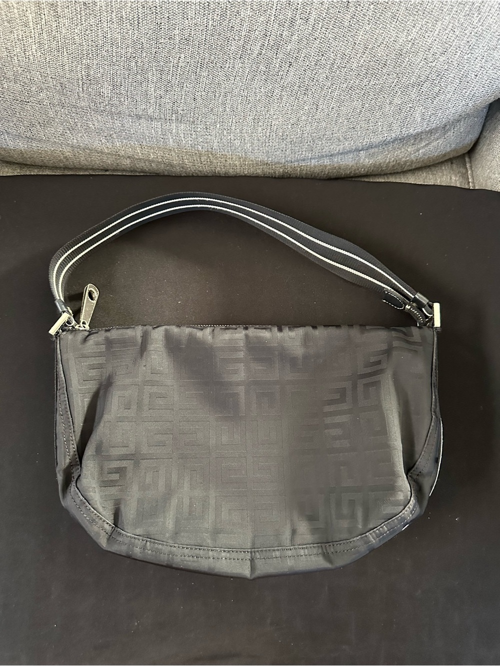 Classic Black Shoulder Bag with Subtle Monogram